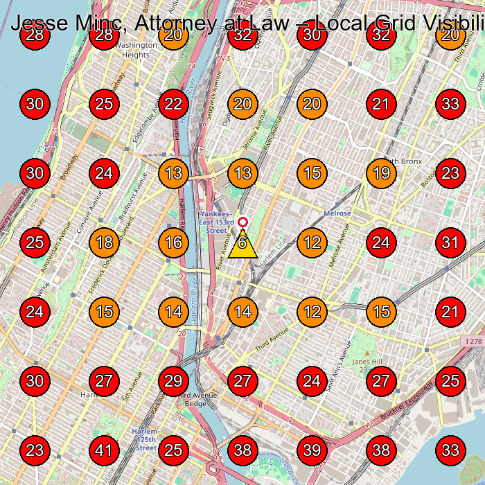 Jesse Minc, Attorney at Law GeoGrid visibility map for Personal Injury Attorney in Bronx